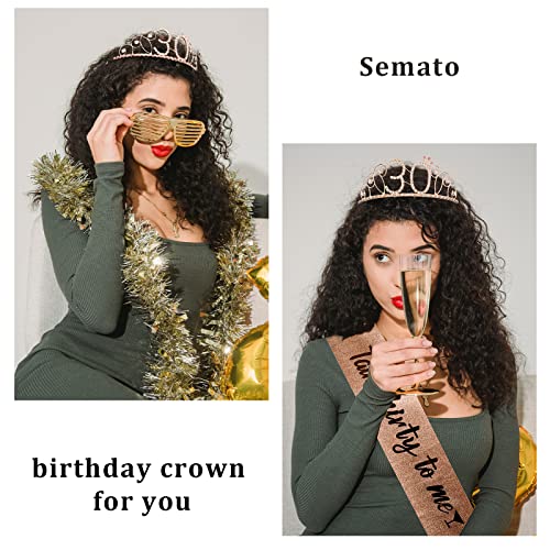 30th Birthday Sash & Rhinestone Crown Kit- Happy 30th Birthday Gifts for Women 30th יום הולדת טיארה מסיבת קישוטים;
